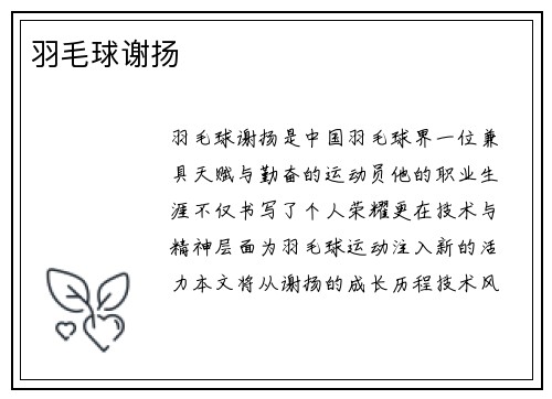 羽毛球谢扬